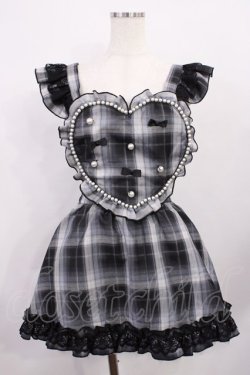 画像1: Princess Melody / チェックパールハートエプロンジャンスカ Free ブラック H-26-01-27-1026-EL-OP-NS-ZH