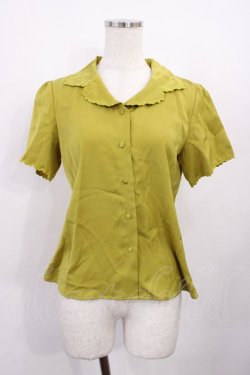 画像1: F&A / スカラップカットワーク開衿ブラウス Free LIME GREEN H-26-01-27-1033-LO-BL-NS-ZH