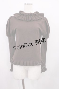 画像1: Hoshibako Works / たっぷりフリルのパフスリーブニット Free ブラウン H-26-01-27-1035-LO-TO-NS-ZH