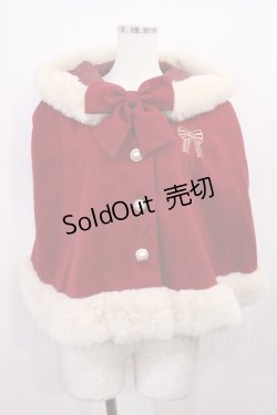 画像1: axes femme kawaii / リボン柄刺繍ケープ M レッド H-26-01-27-1037-AX-JA-NS-ZH