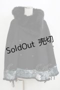 Qutie Frash / ファーカラーポンチョコート  黒 H-26-01-28-024-QU-JA-KB-ZH