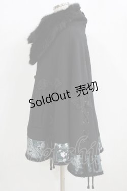 画像2: Qutie Frash / ファーカラーポンチョコート  黒 H-26-01-28-024-QU-JA-KB-ZH