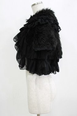 画像2: MARBLE / ファーフリルボリュームケープ  黒 H-26-01-28-028-GO-JA-AK-ZH