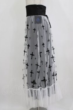 画像2: Moi-meme-Moitie / 十字架フロッキーハイウエストスカート 9 ホワイト×ブラック H-26-01-28-029-MO-SK-KB-ZH