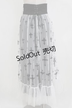 画像3: Moi-meme-Moitie / 十字架フロッキーハイウエストスカート 9 ホワイト×ブラック H-26-01-28-029-MO-SK-KB-ZH