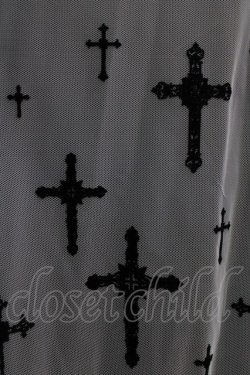 画像4: Moi-meme-Moitie / 十字架フロッキーハイウエストスカート 9 ホワイト×ブラック H-26-01-28-029-MO-SK-KB-ZH