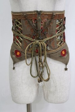 画像1: Ozz oneste / 椿刺繍コルセット  カーキ H-26-01-28-031-OO-ZA-KB-ZH