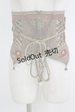 画像1: Ozz oneste / 椿刺繍コルセット  カーキ H-26-01-28-031-OO-ZA-KB-ZH