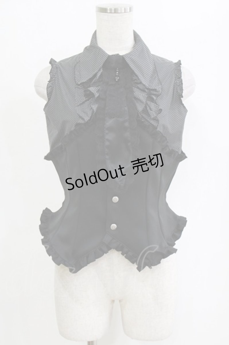 画像1: MARBLE / フリルタイ付きコルセット風ブラウス  黒 H-26-01-28-041-GO-BL-AK-ZH (1)