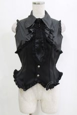 画像1: MARBLE / フリルタイ付きコルセット風ブラウス  黒 H-26-01-28-041-GO-BL-AK-ZH (1)