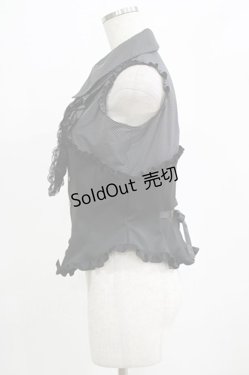 画像2: MARBLE / フリルタイ付きコルセット風ブラウス  黒 H-26-01-28-041-GO-BL-AK-ZH (2)