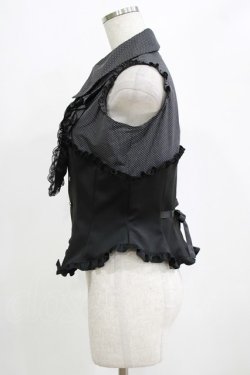 画像2: MARBLE / フリルタイ付きコルセット風ブラウス  黒 H-26-01-28-041-GO-BL-AK-ZH