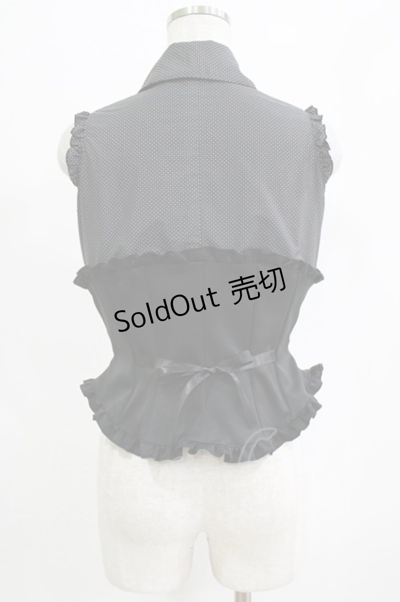 画像3: MARBLE / フリルタイ付きコルセット風ブラウス  黒 H-26-01-28-041-GO-BL-AK-ZH (3)