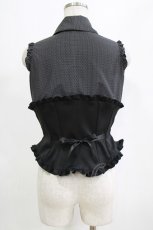 画像3: MARBLE / フリルタイ付きコルセット風ブラウス  黒 H-26-01-28-041-GO-BL-AK-ZH (3)