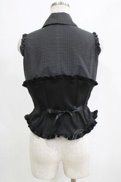 画像3: MARBLE / フリルタイ付きコルセット風ブラウス  黒 H-26-01-28-041-GO-BL-AK-ZH
