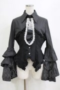 MARBLE / レースネクタイ付コルセット風姫袖ブラウス  黒 H-26-01-28-042-GO-BL-AK-ZH