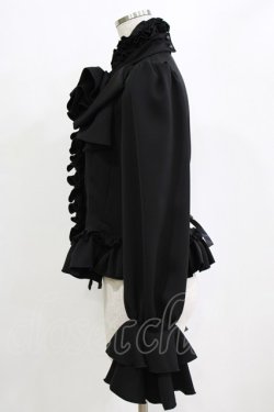 画像2: MARBLE / カメオ付きリボンタイフリルブラウス  黒 H-26-01-28-045-GO-BL-AK-ZH