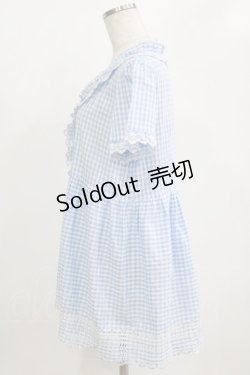 画像2: Jane Marple / ギンガムチュニックブラウス  サックス H-26-01-28-046-JM-TO-KB-ZH