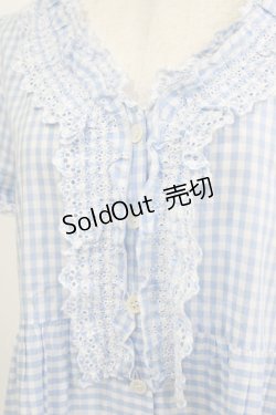 画像4: Jane Marple / ギンガムチュニックブラウス  サックス H-26-01-28-046-JM-TO-KB-ZH