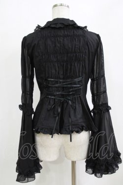 画像3: ATELIER PIERROT / 丸襟姫袖ブラウス  ブラック H-26-01-28-047-EL-BL-KB-ZH