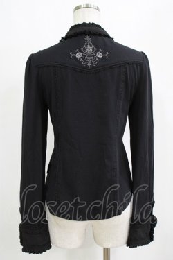 画像3: Ozz oneste / レースヨークスタンドカラーカットソー  ブラック H-26-01-28-050-OO-TO-KB-ZH