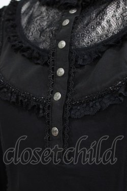 画像5: Ozz oneste / レースヨークスタンドカラーカットソー  ブラック H-26-01-28-050-OO-TO-KB-ZH