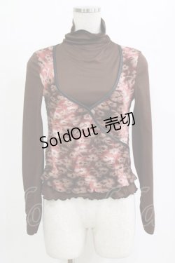 画像1: Ozz On / レイヤード風切替ハイネックトップス  ブラウン H-26-01-28-051-OO-TO-KB-ZH