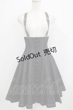 画像1: EXCENTRIQUE / サスペンダー付デニム・コルセットスカート M/L ブラック H-26-01-28-007-EL-SK-KB-ZH
