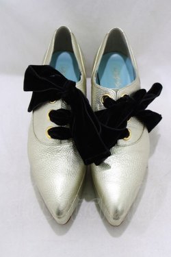 画像1: pays des fees  / Ribbon oxford shoes L ゴールド H-26-01-28-079-PU-SH-KB-ZH