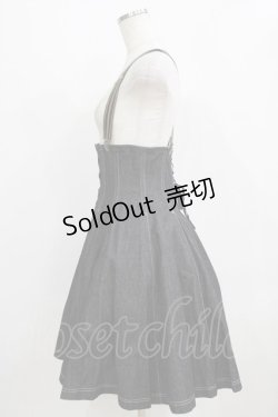 画像2: EXCENTRIQUE / サスペンダー付デニム・コルセットスカート M/L ブラック H-26-01-28-007-EL-SK-KB-ZH