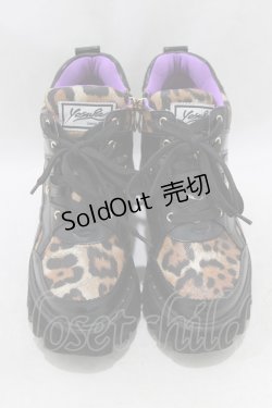 画像1: YOSUKE / 厚底レースアップブーツ 23cm レオパード H-26-01-28-080-PU-SH-KB-ZH