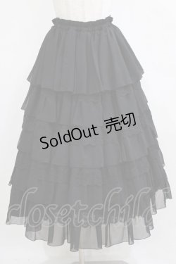 画像1: MARBLE / 【パニエ別タイプ】総フリルレースロングボリュームドレススカート  黒 H-26-01-28-008-GO-SK-AK-ZH