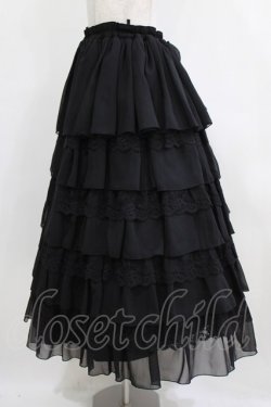 画像2: MARBLE / 【パニエ別タイプ】総フリルレースロングボリュームドレススカート  黒 H-26-01-28-008-GO-SK-AK-ZH