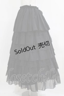 画像2: MARBLE / 【パニエ別タイプ】総フリルレースロングボリュームドレススカート  黒 H-26-01-28-008-GO-SK-AK-ZH