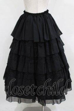 画像3: MARBLE / 【パニエ別タイプ】総フリルレースロングボリュームドレススカート  黒 H-26-01-28-008-GO-SK-AK-ZH