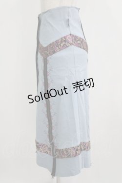 画像2: Ozz oneste / ジャガード切替ロングスカート  ライトブルー H-26-01-28-019-OO-SK-KB-ZH