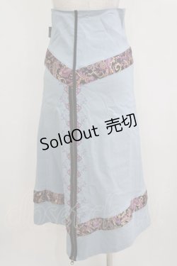 画像3: Ozz oneste / ジャガード切替ロングスカート  ライトブルー H-26-01-28-019-OO-SK-KB-ZH