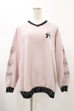 画像1: LilyMerry / もえにゃ/Vネックプルオーバー M ピンク H-26-01-29-042-0-TO-NS-ZH