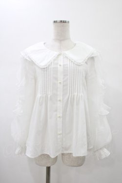 画像1: mellfy memory / Love ribbon collar ブラウス M オフ H-26-01-29-045-0-BL-NS-ZH