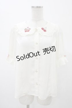 画像1: axes femme kawaii / クマパフェ刺繍ブラウス M オフ H-26-01-29-046-AX-BL-NS-ZH