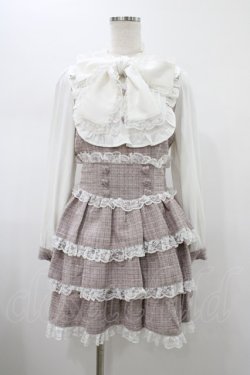 画像1: Ank Rouge / リボンタイツイードティアードワンピース M ピンク H-26-01-29-022-CA-OP-NS-ZH