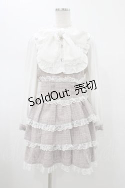 画像1: Ank Rouge / リボンタイツイードティアードワンピース M ピンク H-26-01-29-022-CA-OP-NS-ZH