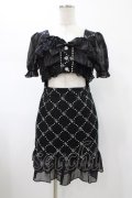Ank Rouge / フリルモノグラムワンピース M ブラック H-26-01-29-023-CA-OP-NS-ZH