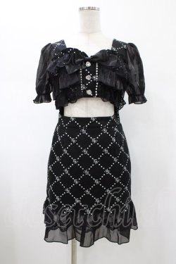 画像1: Ank Rouge / フリルモノグラムワンピース M ブラック H-26-01-29-023-CA-OP-NS-ZH