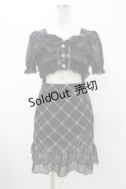 画像1: Ank Rouge / フリルモノグラムワンピース M ブラック H-26-01-29-023-CA-OP-NS-ZH