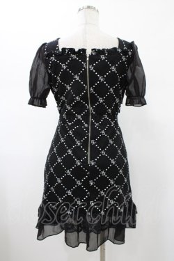 画像2: Ank Rouge / フリルモノグラムワンピース M ブラック H-26-01-29-023-CA-OP-NS-ZH