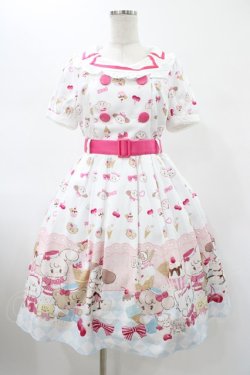 画像1: axes femme kawaii / mikko illustration × axes femme KAWAII ダイナーカフェワンピース M ホワイト H-26-01-29-028-AX-OP-NS-ZH