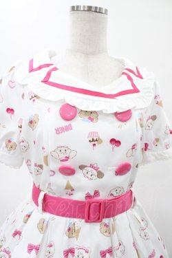 画像4: axes femme kawaii / mikko illustration × axes femme KAWAII ダイナーカフェワンピース M ホワイト H-26-01-29-028-AX-OP-NS-ZH