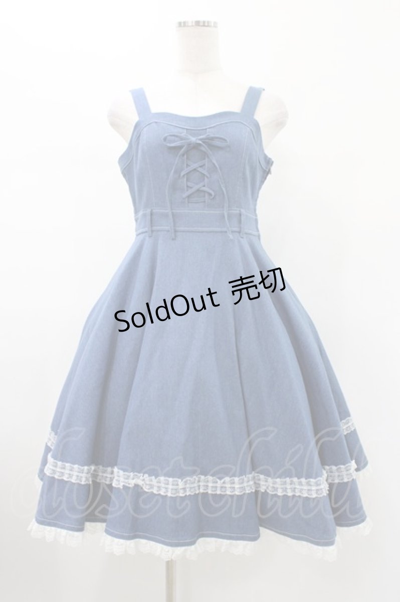 画像1: mellfy memory / Princess holiday denim ワンピース M BLUE H-26-01-29-029-0-OP-NS-ZH (1)