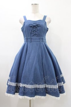 画像1: mellfy memory / Princess holiday denim ワンピース M BLUE H-26-01-29-029-0-OP-NS-ZH